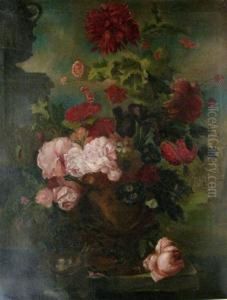 Roses And Chrysanthemums by Jacob van Huysum