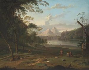 A Wooded, River Landscape by Jan Van Huysum