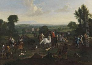 Hofische Jagdgesellschaft Vor Weiter Landschaft