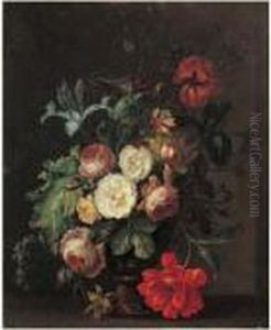 Nature Morte Au Vase De Fleurs Sur Un Entablement by Justus van Huysum