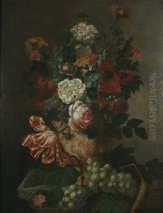 Still Life Of Flowers In An Urn by Michiel van Huysum