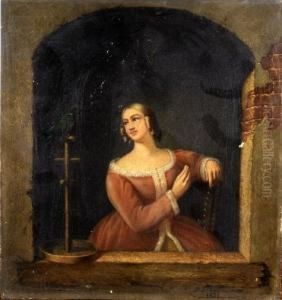 [jeune Femme Au Perroquet] (date1851) by A. Jules Van Imschoot