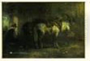 Chevaux Dans Une Ecurie by Hendrik Van Ingen
