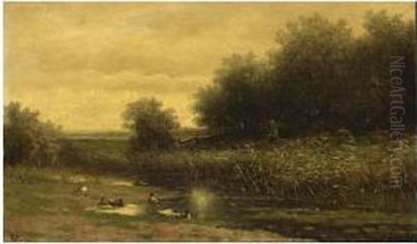 An Angler In A River Landscape - view 1