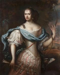Portrait Of A Lady, Said To Be Frances Theresa Stuart, Duchess Of Richmond (1647/8-1702) As Diana The Huntress by Adrianus Losse Van Isselsteyn I,