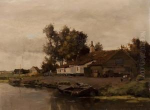Farm By The Water by Joseph Gerardus van Jole