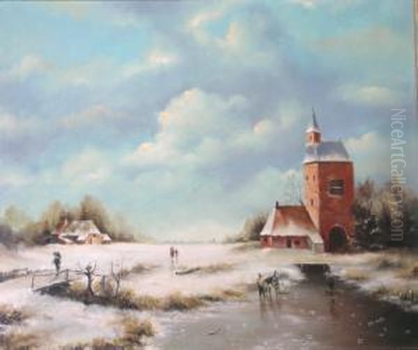 Figures In A Dutch Winter Landscape - view 1
