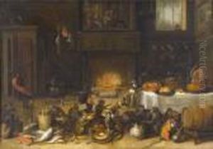 Singerie Dans Une Cuisine