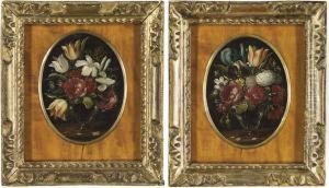 Bouquets De Fleurs Sur Des Entablements En Bois by Jan van Kessel