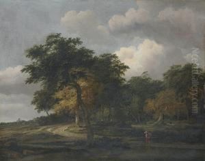 A Wooded Landscape With A Distant View Of The Huis Ten Bosch by Jan van Kessel