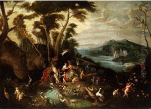 Minerva Mit Trophaen Vor Tieferlandschaft