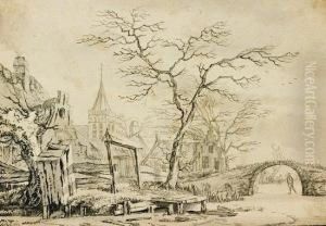 Paysage Hivernal Aux Patineurs by Jan Iii Van Kessel