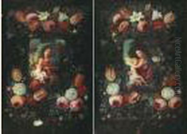La Vierge A L'enfant Dans Une Guirlande De Fleurs - view 1