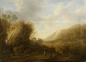 Mountainous Landscape With Walkers