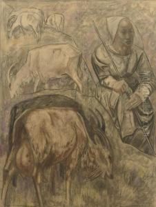 Geitenhoedster - Goatherd by Willem Van Konijnenburg