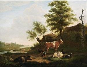 Cattle In An Extensive Landscape by Jacob Van Kouvenhoven