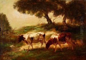 Twee Koeien In Boomrijk Landschap by Fedor Van Kregten