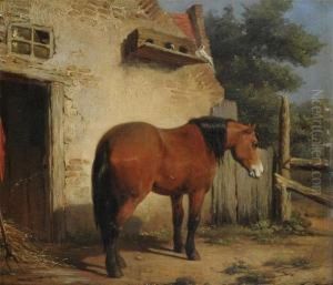 Horse Near The Stable by Jean Louis van Kuyck