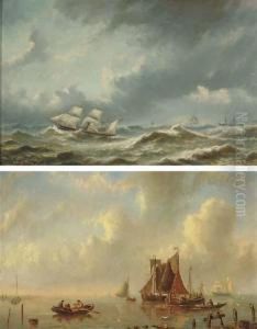 Steamers On A Stormy Sea; And Shipping On A Calm