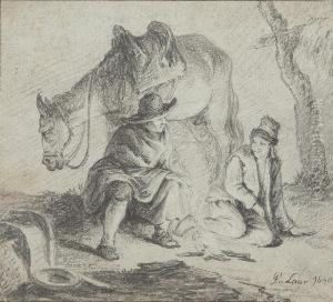 Nachtliche Rast Am Feuer by Pieter Van Laer (BAMBOCCIO)