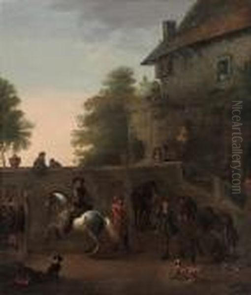 Riders In A Courtyard - view 1