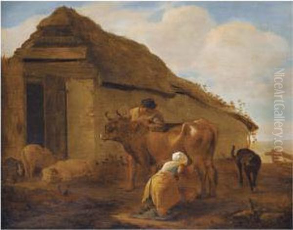 A Landscape With A Milkmaid, A Cow And Livestock - view 1
