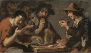 An Interior With Peasants Eating And Drinking by Pieter Boddingh Van Laer