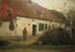 Boer Voor Z'n Boerderij. by Charles Joseph Van Landuyt