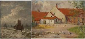 Cour De Ferme by Charles Joseph Van Landuyt