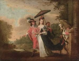 Elegant Figures In A Garden