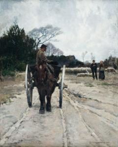 Paysage A L'attelage by Frans Van Leemputten