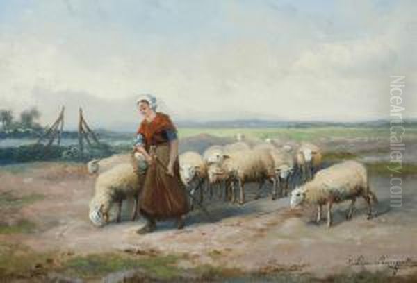 A Shepherdess With Her Flock - view 1