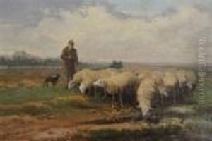 Schapenhoeder by Jef Louis Van Leemputten