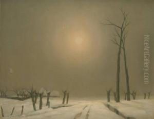 Coucher De Soleil Sur Un by Karel Van Lerberghe