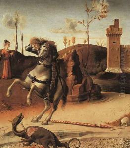 Pesaro Altarpiece, detail of the predella featuring St. George Fighting the Dragon 1470s
