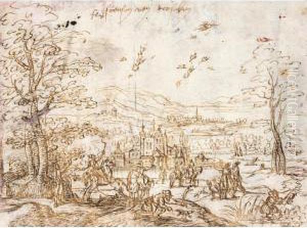A Hunting Party In A Wooded Landscape - view 1
