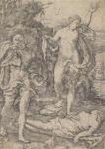 Adam Und Eva Beweinen Den Tod Abels by Lucas Van Leyden
