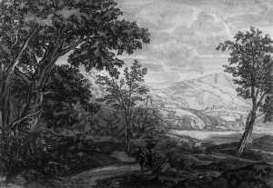 Sudliche Ideallandschaft Mit Figurenstaffage. Verso: Landschaftsausschnitt. by Jacobus Van Liender