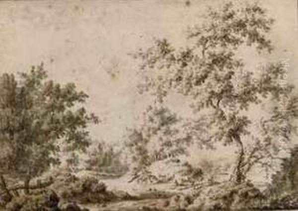 A Wooded Landscape With Shepherds And Their Cattle - view 1
