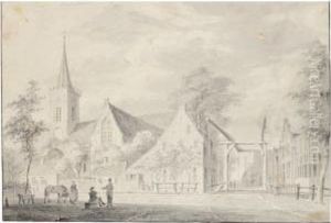 View Of Breukelen, With The Church Of St John To The Left by Paulus Van Liender