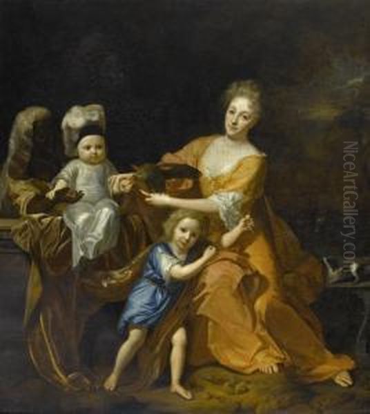 Mother With Children And Maid In A Park - view 1