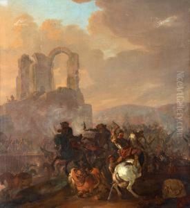 Battle Scene In A Ruin Landscape Battle Scene In A Ruin Landscape