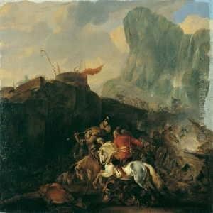 Ein Gefecht Zwischen Christen Und Osmanen Vor Einer Turkischen Festung. by Hermann Van Lin