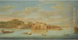 Naples, A View Of Santa Lucia And The Castel Dell'ovo by Hendrik Frans van Lint (Studio Lo)