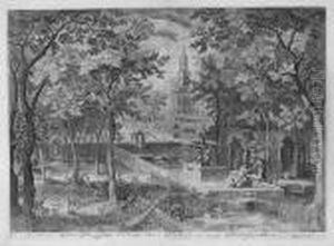 Landschaft Mit Bathseba Am Brunnen by Jan Van Londerseel