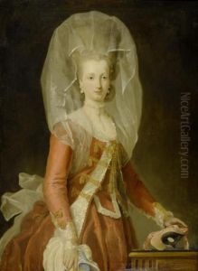 Noblewoman With A Mask by Charles-Amedee-Philippe van Loo