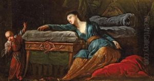 Jeune Femme Endormie, Accompagnee D'un Serviteur Chinois by Charles-Amedee-Philippe van Loo