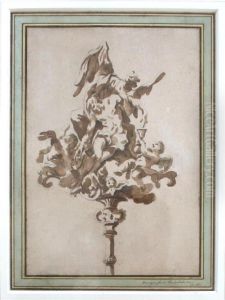 Angels And Putti With The Deadchrist by Charles-Amedee-Philippe van Loo