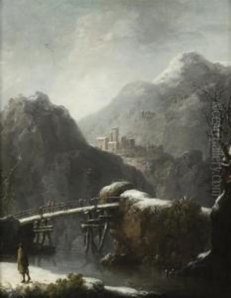 Paysage De Neige A La Riviere Anime De Promeneurs - view 1