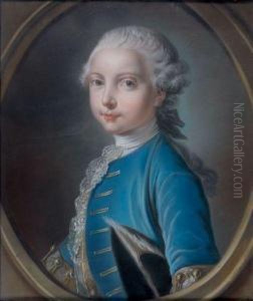 Portrait De Jeune Homme Dans Un Ovale Peint - view 1